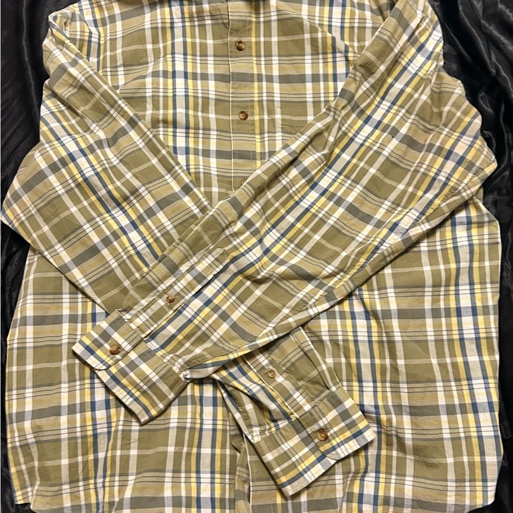 Old Navy Green and Yellow Casual Button Down Shirt